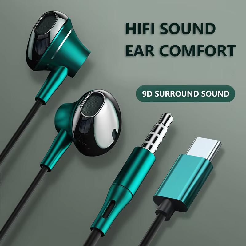 Wired Earphone Mic - 9D Bass Stereo Typ C und