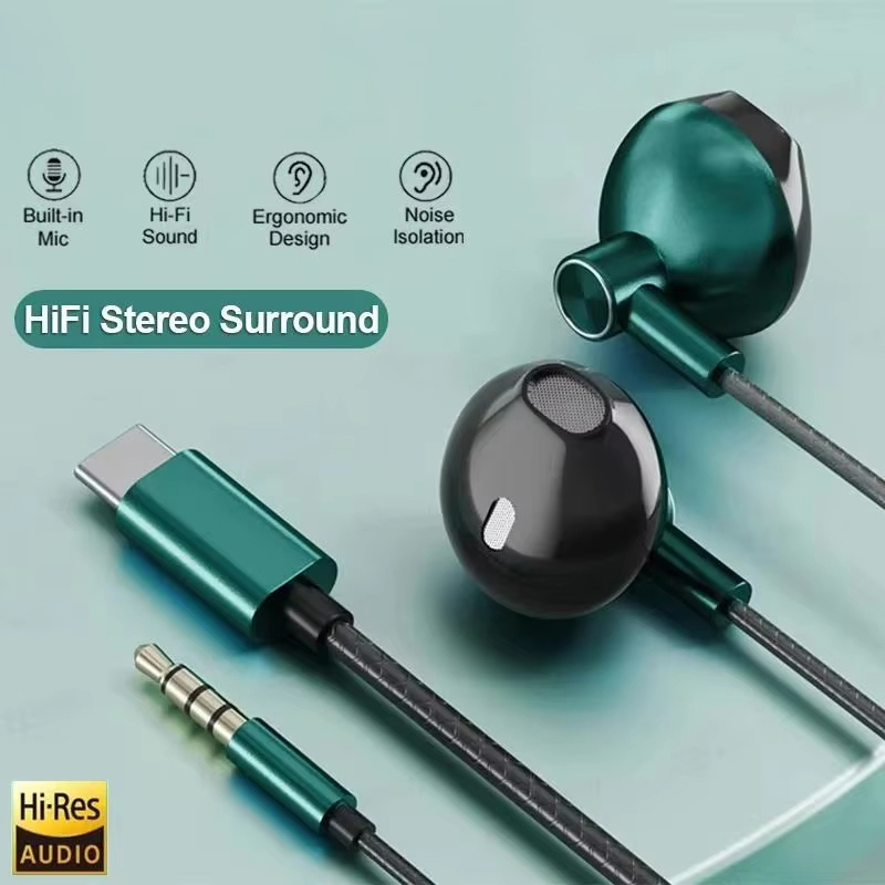 Wired Earphone Mic - Typ C 3,5mm HIFI Stereo Verdrahtete